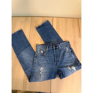 GAP‎ Denim Women's Straight Leg Jeans Distressed Blue Size 27